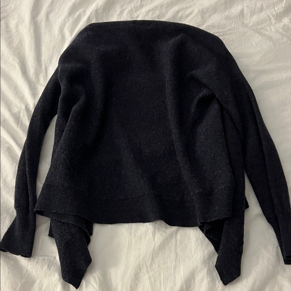 Merino Wool Navy Open Front Sweater - Picture 5 of 5